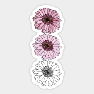 Floral Art Three Gerberas Column Sticker